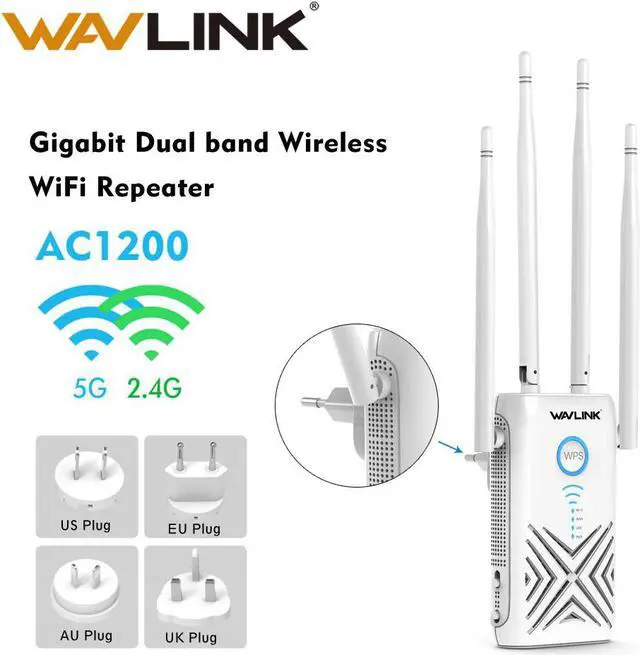 Main image of Router Gigabit WiFi Range Extender/Access Point 1200Mbps wireless wifi Repeater 2.4G+5Ghz Dual band Wi-fi Signal Booster