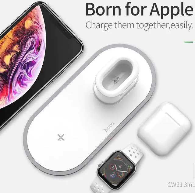 Alt view image 5 of 5 - 3 in 1 Qi Wireless Charger Pad for iPhone 11 pro X XS Max XR for Apple Watch 4 3 2 Airpods 10W Fast Charge For Samsung S10