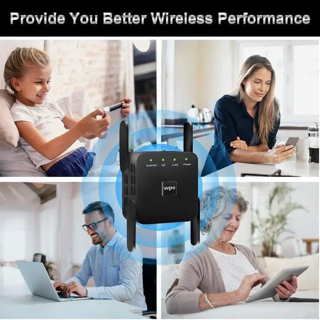 Alt view image 5 of 5 - Router Range Extender 300/1200Mbps Repeater Wireless Signal Booster 2.4&5GHz Dual Band Wi-Fi 1Lan Port Simple Setup