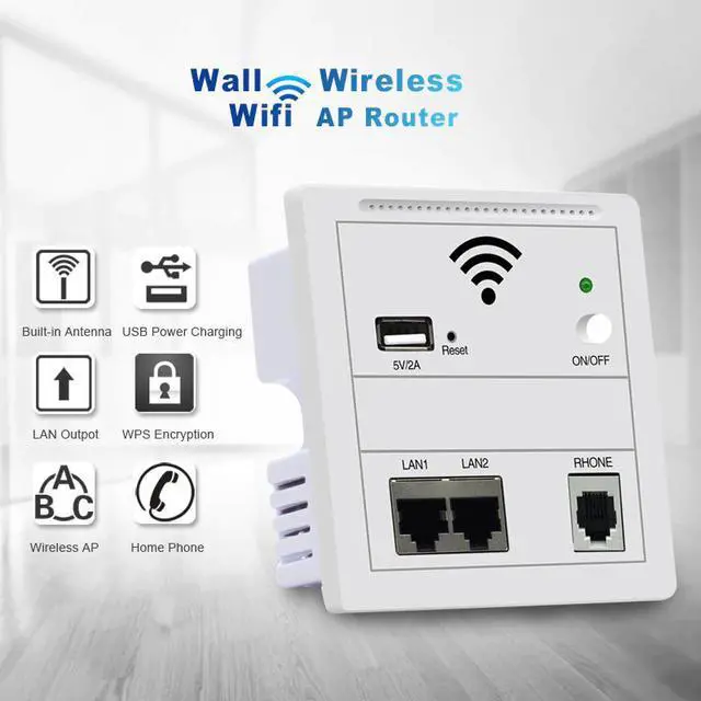 Alt view image 3 of 5 - 300Mbps 86 Panel in wall wifi AP Router 220V WiFi Access Point in-wall AP Wireless Wifi Router Repeater 802.3af POE wall router