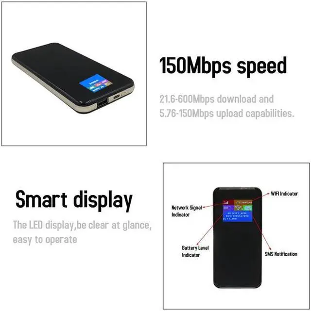 Alt view image 4 of 5 - Unlocked 150Mbps Portable Power Bank Mifi 4G LTE Wifi Router Wireless Pocket WiFi Hotspot Car Wifi With Sim Card Slot