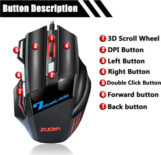 Alt view image 5 of 5 - Headset+Gaming Mouse Headphones Stereo with microphone Earphone USB wired adjustable DPI Mice for PC r