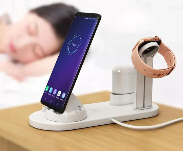 Alt view image 3 of 5 - 3 in 1 Wireless Charging Induction Charger Stand for iPhone X XS Max XR 8 Airpods Apple Watch 2 in 1 Docking Dock Station 3in1