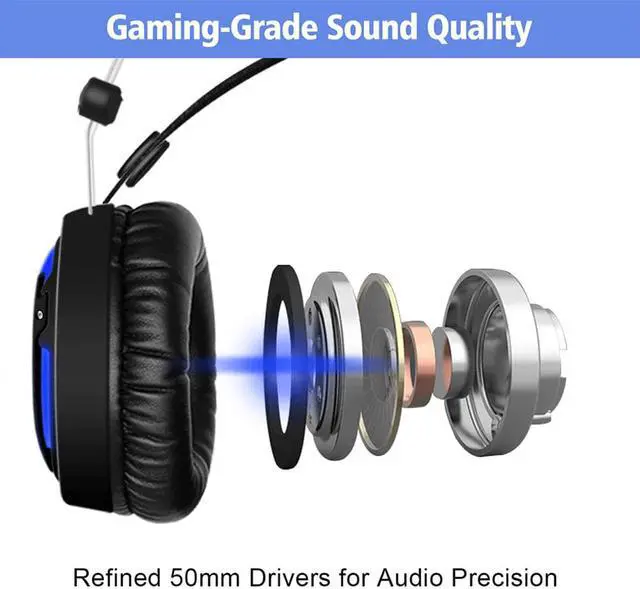 Alt view image 2 of 5 - A6 Gaming Headphones for Computer PC Games Wired Earphone Led HD Bass USB Gaming Headset for PS4 Xbox one with microphone