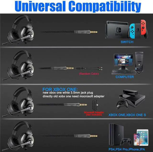 Alt view image 2 of 5 - Gaming Headset casque PC Gamer Bass Stereo Headphones with Microphone for PS4 Gamepad New Xbox One Computer  Laptop
