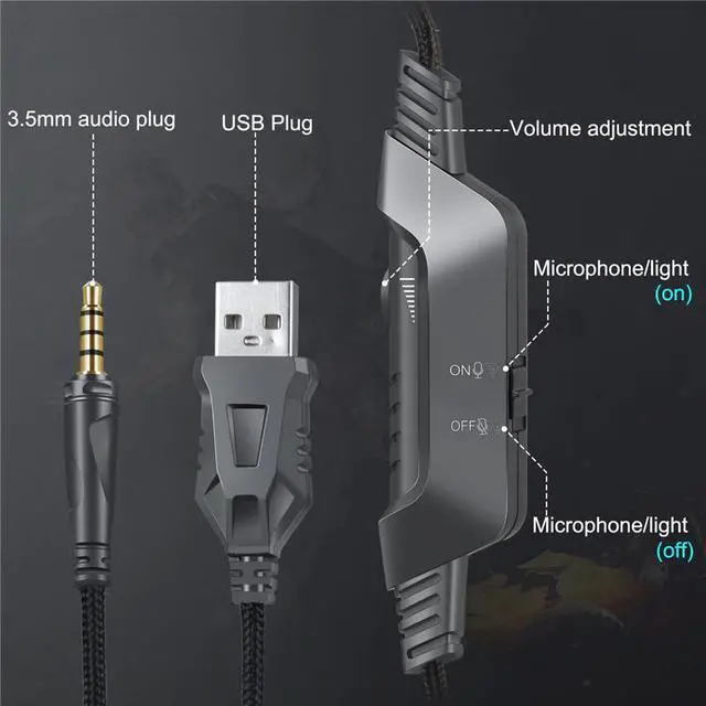 Alt view image 3 of 5 - Gaming Headset casque PC Gamer Bass Stereo Headphones with Microphone for PS4 Gamepad New Xbox One Computer  Laptop