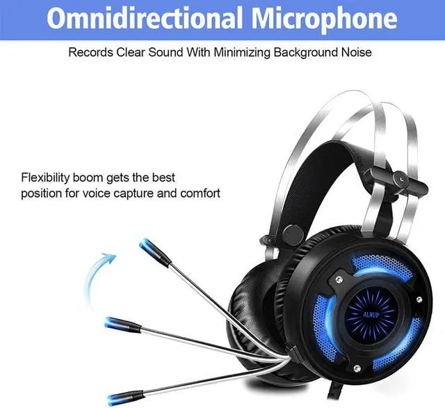 Alt view image 5 of 5 - A6 Gaming Headphones for Computer PC Games Wired Earphone Led HD Bass USB Gaming Headset for PS4 Xbox one with microphone