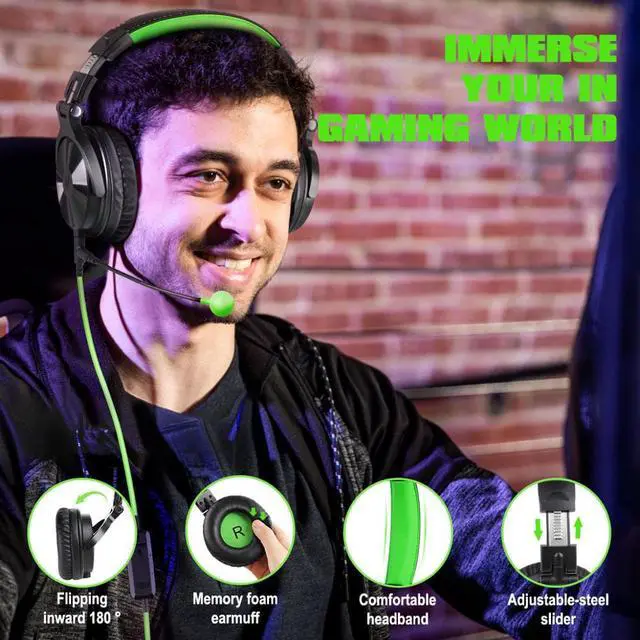 Alt view image 4 of 5 - Gaming Headphones Over Ear Wired Stereo Headset With Microphone For PS4 Xbox One Phone PC Gamer Studio DJ Headphone