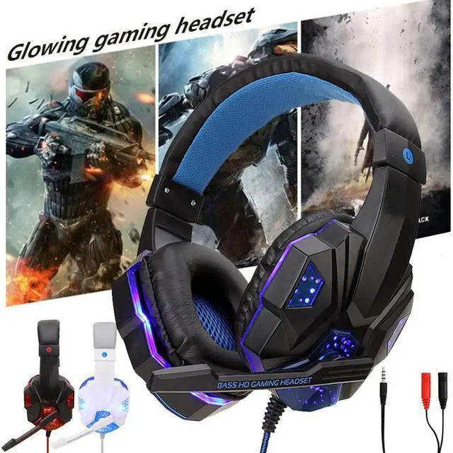 Main image of Gaming Big Headphones with Light Mic Stereo Earphones Deep Bass for PC Computer Gamer Laptop PS4 Games audifonos gamer