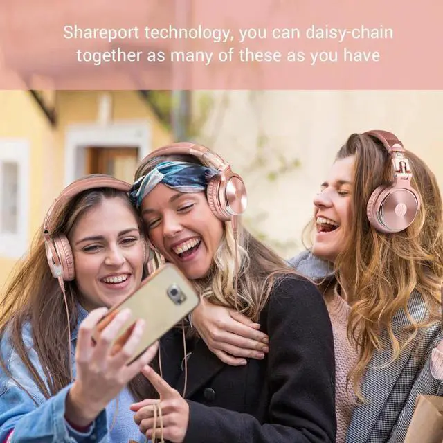 Alt view image 4 of 5 - Professional Studio DJ Wired Headphones With Microphone Over Ear HiFi Monitors Music Headset Earphone For Phone PC Pink