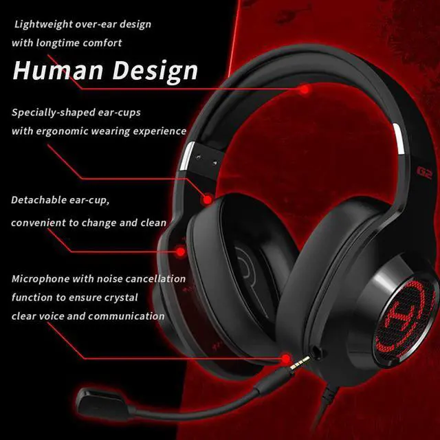 Alt view image 4 of 5 - G2II Gaming Headset 50mm driver  7.1 Surround Sound RGB dynamic backlight system Microphone with noise cancellation