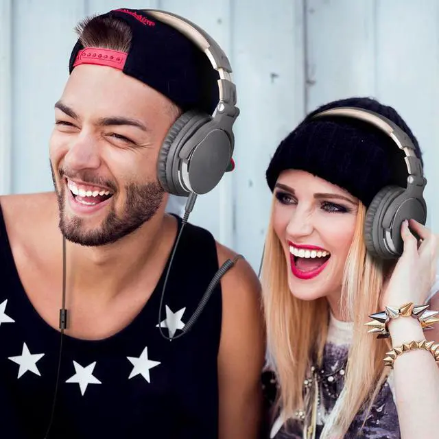 Alt view image 2 of 5 - Professional Studio DJ Headphones With Microphone Over Ear Wired HiFi Monitoring Headset Foldable Gaming Earphone For PC