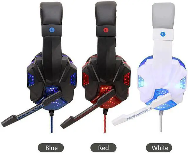 Alt view image 5 of 5 - Gaming Big Headphones with Light Mic Stereo Earphones Deep Bass for PC Computer Gamer Laptop PS4 Games audifonos gamer