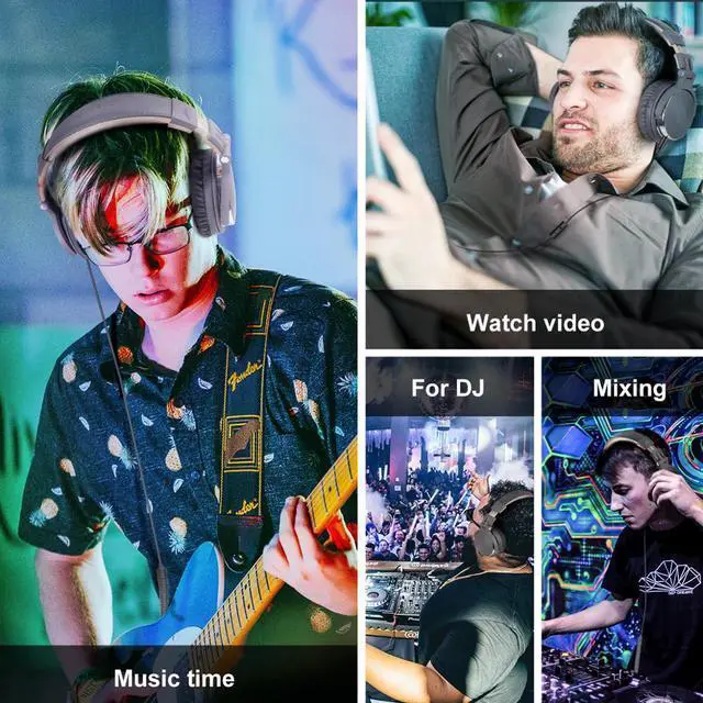 Alt view image 5 of 5 - Professional Studio DJ Headphones With Microphone Over Ear Wired HiFi Monitoring Headset Foldable Gaming Earphone For PC