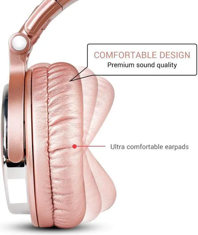 Alt view image 3 of 5 - Professional Studio DJ Wired Headphones With Microphone Over Ear HiFi Monitors Music Headset Earphone For Phone PC Pink