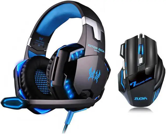 Alt view image 2 of 5 - Headset+Gaming Mouse Headphones Stereo with microphone Earphone USB wired adjustable DPI Mice for PC r