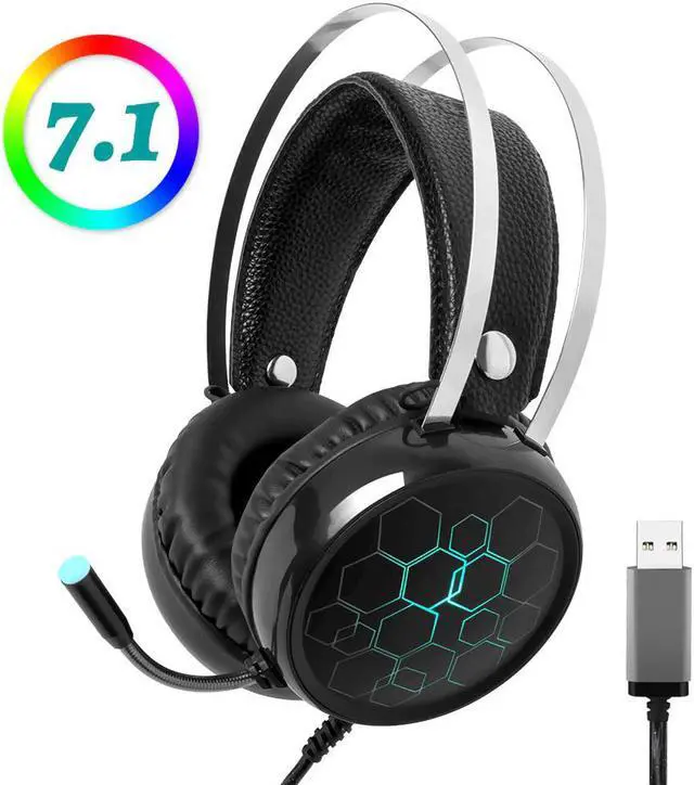 Main image of 7.1 Gaming Headset with Microphone Headphones Surround Sound USB Wired Gamer Earphone for PC Computer Xbox One PS4 RGB Light