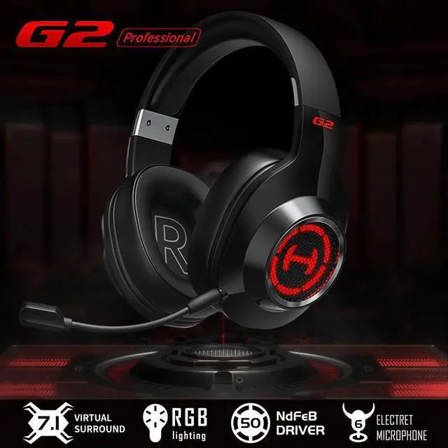Alt view image 2 of 5 - G2II Gaming Headset 50mm driver  7.1 Surround Sound RGB dynamic backlight system Microphone with noise cancellation