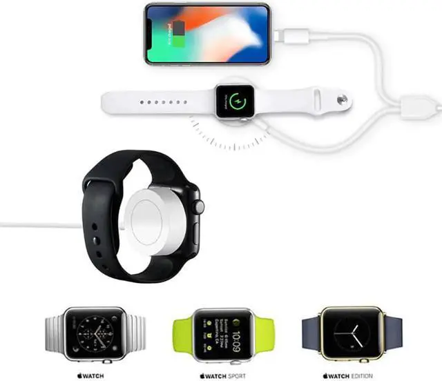 Alt view image 5 of 5 - 3 in 1 Wireless Charging Induction Charger Stand for iPhone X XS Max XR 8 Airpods Apple Watch 2 in 1 Docking Dock Station 3in1