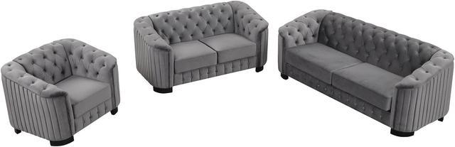 2 Piece Velvet Upholstered Sofa Sets, 3 Seat Couch Set Furniture