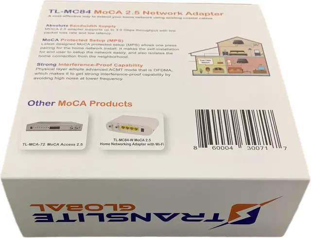 Alt view image 7 of 7 - MoCA 2.5 with 2 Gigabit Ethernet Ports - Ethernet Over Coaxial Adapter (2 Pack) | Model: TL-MC84