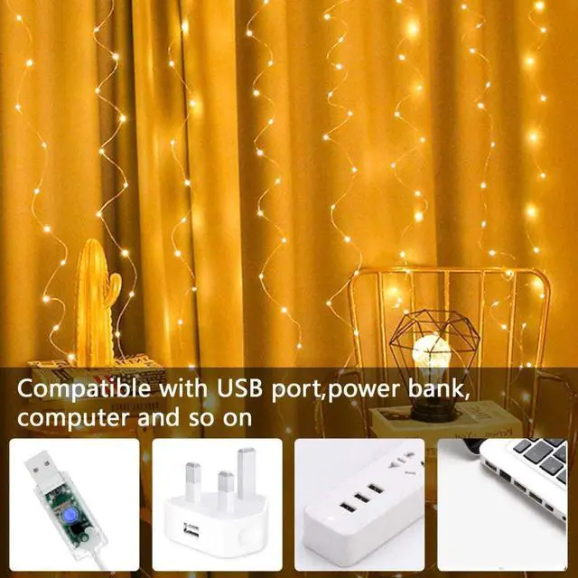 Alt view image 5 of 7 - USB String Lights, 33Ft 100 LED Waterproof Color Changing Twinkle Lights with 4 Lighting Modes Remote and Power Adapter for Craft Bedroom Ceiling Wedding Christmas