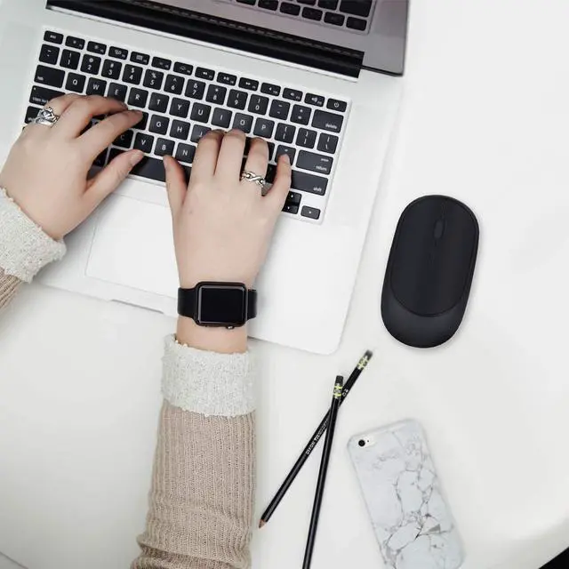 Alt view image 5 of 6 - INMISS 2.4G Rechargeable Wireless Mouse with USB Receiver, Portable Ultra-Thin Noiseless Mouse for Notebook, PC, Laptop, Computer, MacBook – Black