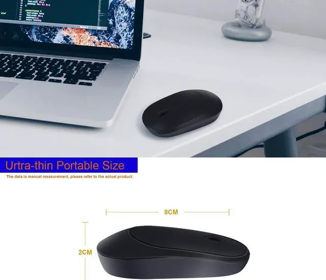 Alt view image 2 of 6 - INMISS 2.4G Rechargeable Wireless Mouse with USB Receiver, Portable Ultra-Thin Noiseless Mouse for Notebook, PC, Laptop, Computer, MacBook – Black