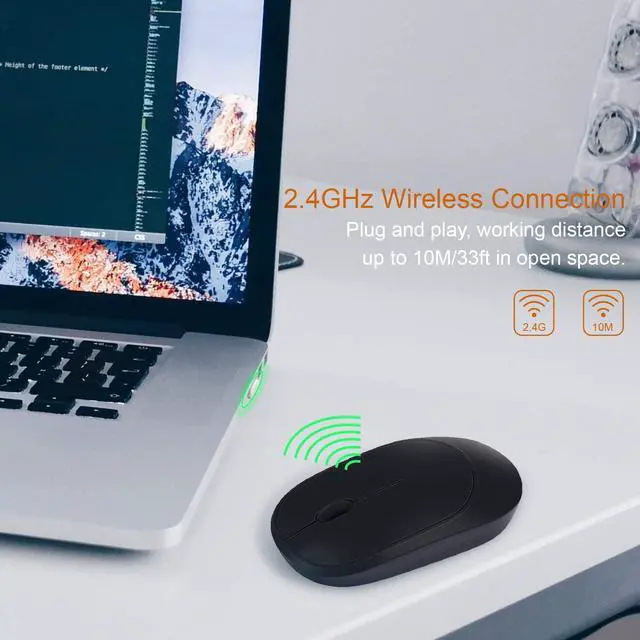 Main image of INMISS 2.4G Rechargeable Wireless Mouse with USB Receiver, Portable Ultra-Thin Noiseless Mouse for Notebook, PC, Laptop, Computer, MacBook – Black