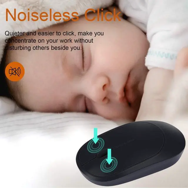 Alt view image 4 of 6 - INMISS 2.4G Rechargeable Wireless Mouse with USB Receiver, Portable Ultra-Thin Noiseless Mouse for Notebook, PC, Laptop, Computer, MacBook – Black