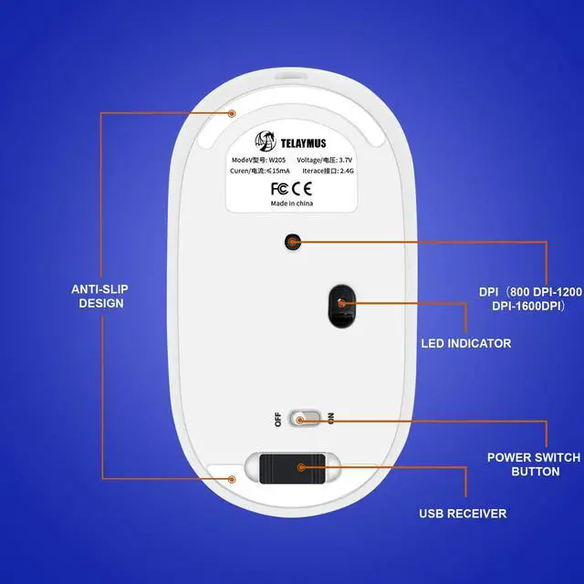 Alt view image 7 of 7 - INMISS 2.4G Rechargeable Wireless Mouse with USB Receiver, Portable Ultra-Thin Noiseless Mouse for Notebook, PC, Laptop, Computer, MacBook - Gradient