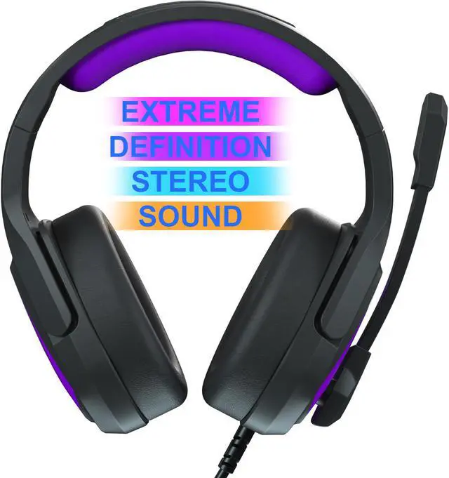 Alt view image 5 of 5 - Gaming Headset PS4 Headset Soft Memory Earmuffs Over Ear Headphones with Mic Stereo Bass Surround for PS4 PC Xbox One Controller Laptop Mac(Black Purple)