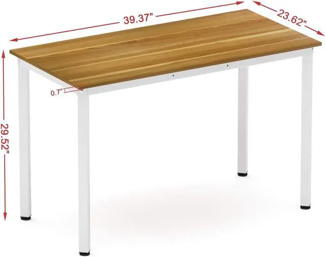 Alt view image 6 of 7 - INMISS Computer Desk 39 inch Small Size PC Table for Home Office, Sturdy Gaming Writing Desk Workstation Dining Table Black Metal Frame Walnut