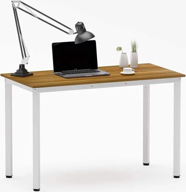 Main image of INMISS Computer Desk 39 inch Small Size PC Table for Home Office, Sturdy Gaming Writing Desk Workstation Dining Table Black Metal Frame Walnut