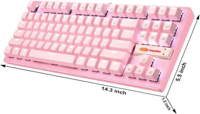 Alt view image 2 of 7 - PC Mechanical Gaming Keyboard--Pink LED Backlight-Compact Mechanical Keyboard 87 Keys, Metal Mechanical Keyboard, USB with Blue Cable Switch Keyboards