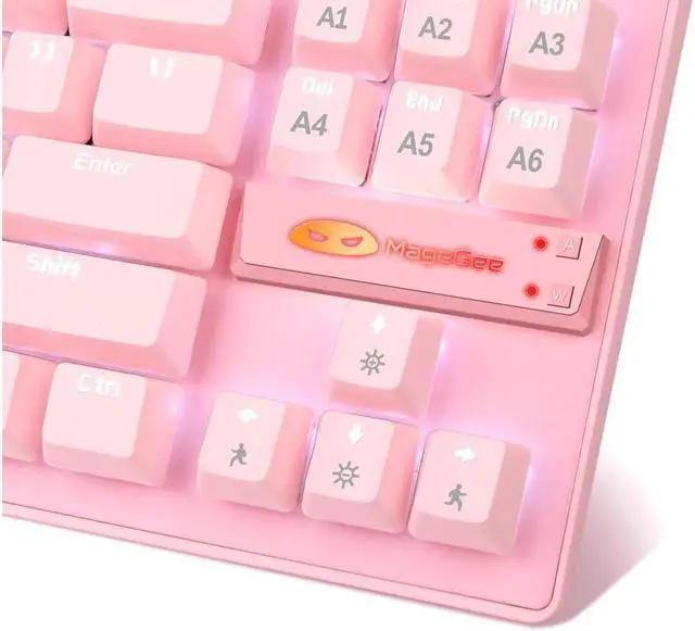 Alt view image 4 of 7 - PC Mechanical Gaming Keyboard--Pink LED Backlight-Compact Mechanical Keyboard 87 Keys, Metal Mechanical Keyboard, USB with Blue Cable Switch Keyboards