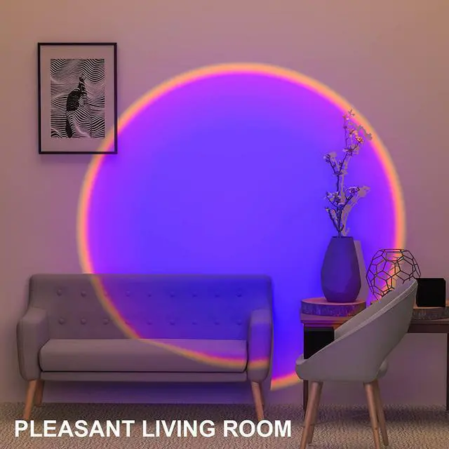 Alt view image 2 of 6 - Rainbow Projection Lamp, 360 Degree Rotation Sunset lamp, Retractable Night Light Projector Led Lamp, Sunset Projection Lamp for Home Party Living Room Bedroom Decor