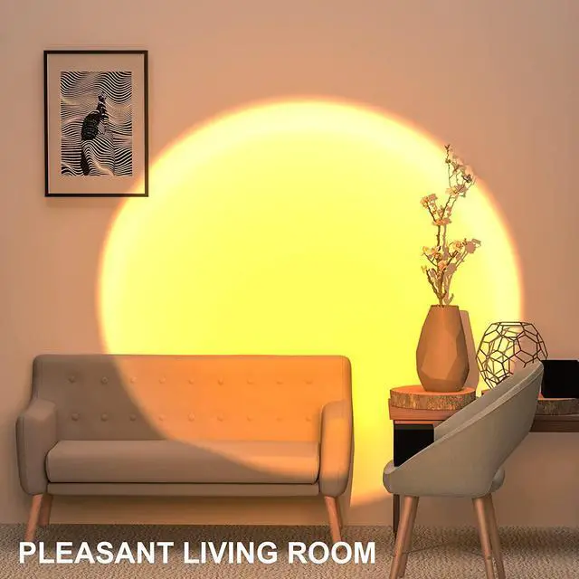 Alt view image 3 of 6 - Sunrise Lamp, 360 Degree Rotation Rainbow Projection Lamp, Retractable Night Light Projector Led Lamp, Adjustable Bracket Sunset Projection Lamp for Home Living Room Bedroom Decor