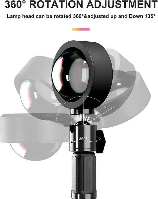 Alt view image 4 of 7 - Sunset Lamp,360 Degree Rotation Projection Lamp, Retractable Night Light Projector Led Lamp, Adjustable Bracket Projection Lamp for Home Living Room Bedroom Decor