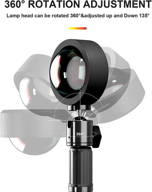 Alt view image 4 of 7 - Sunset Red Lamp 360 Degree Rotation Projection Lamp Retractable Night Light Projector Led Lamp, Adjustable bracket Sunset Projection Lamp for Home Party Living Room Bedroom Decor Sunset Red