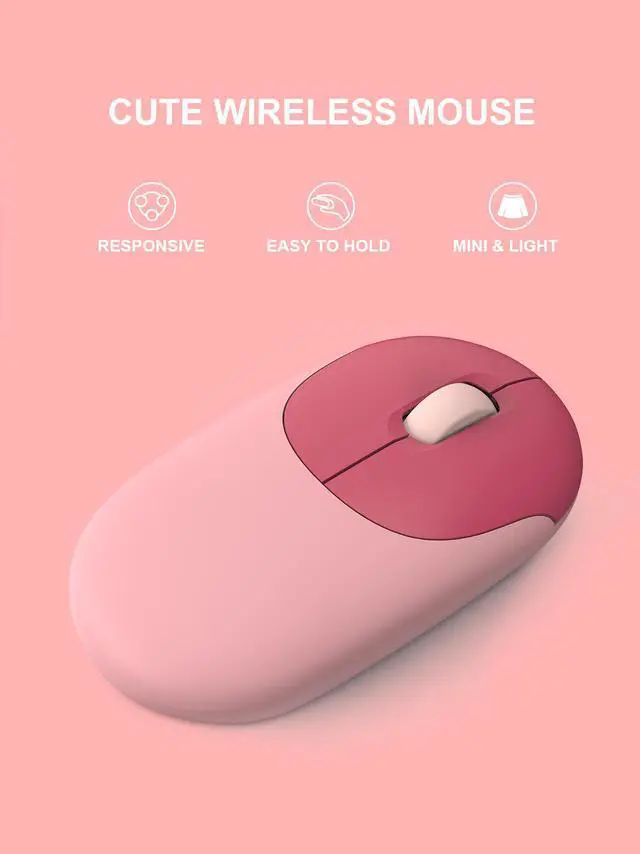 Alt view image 4 of 6 - Wireless Mini Keyboard and Mouse Combo Colorful Retro Round Key Caps 2.4GHz Computer Keyboards 86 Keys with Mouse for PC/Computer/Laptop/Desktop/Note/Mac(Pink-Colorful)