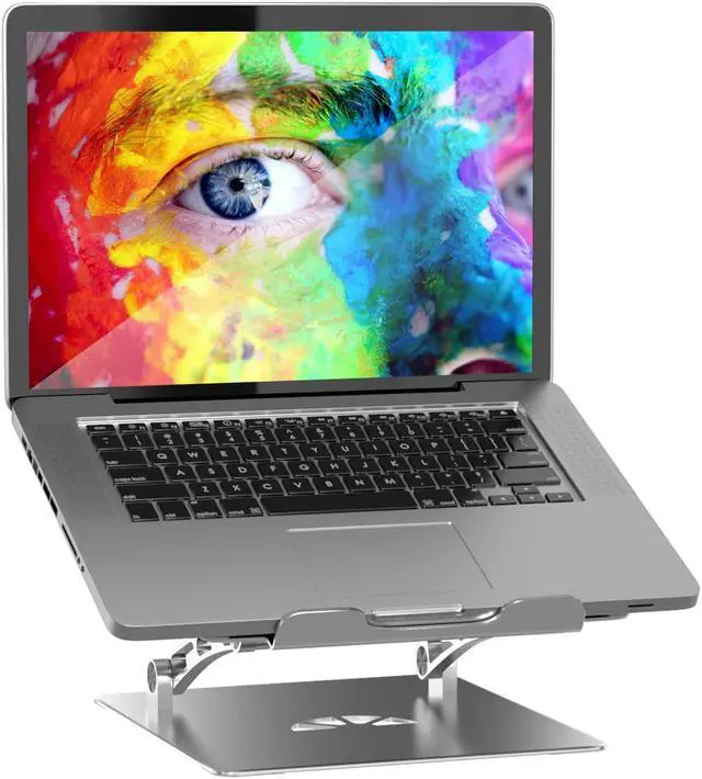 Alt view image 2 of 7 - Adjustable Laptop Stand Metal Holder Portable Aluminum Computer Riser Ergonomic Laptops Elevate Stand for Desk Compatible with 10-17" Notebook Computer Green Silver