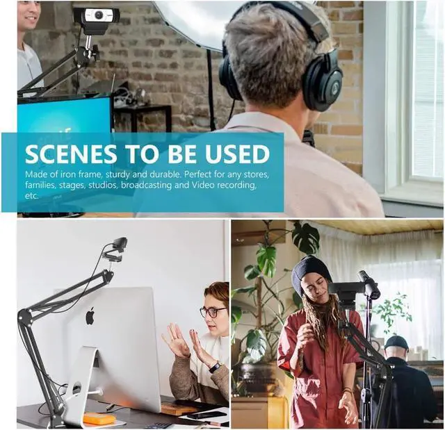 Alt view image 6 of 6 - Webcam Stand with Streaming Lights, Webcam Mount with Adjustable Led Video Light, Video Conference Lighting Kit Plug and Play, for Streaming Photography Vlogging W8 C922 C930e C930 C920 C615