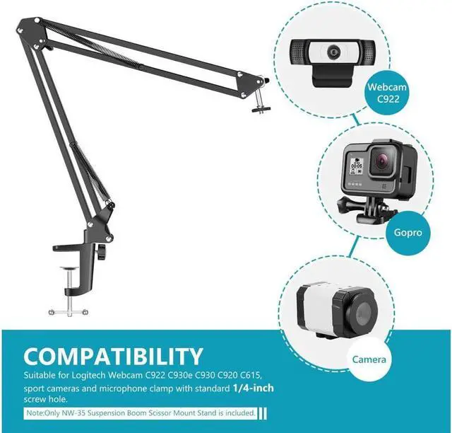 Alt view image 4 of 6 - Webcam Stand with Streaming Lights, Webcam Mount with Adjustable Led Video Light, Video Conference Lighting Kit Plug and Play, for Streaming Photography Vlogging W8 C922 C930e C930 C920 C615