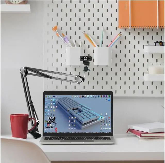 Alt view image 3 of 7 - Webcam Clamp Mount Desktop Webcam Stand 28 inch Flexible Adjustable Suspension Boom Scissor Long Arm Swivel Holder for Webcam C922 C930 C920