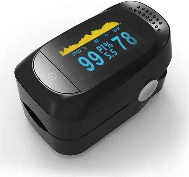 Main image of Portable Finger Clip Oximeter OLED NM Infrared Finger Pulse Oximetry Monitor PI Sleep Monitoring Heart Rate Detector-Black