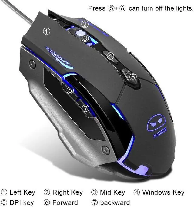Alt view image 4 of 7 - Magece G2 Gaming Mice 3200 DPI 6 Buttons Professional Ergonomic Gaming Mouse for PC Mac Gamer