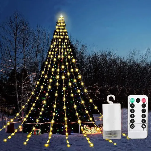 Alt view image 5 of 7 - Outdoor Christmas Decorations LED Lights for Christmas Tree, Indoor Led Strip Lights for Bedroom 200 LED 8 Modes Party Home Holiday Decor(Warm White)