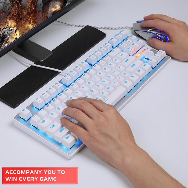 Alt view image 7 of 7 - Mechanical Gaming Keyboard with LED Backlight, 87-Key Anti-Ghosting Wired Mechanical Keyboard with Ergonomic Design for PC and Laptop