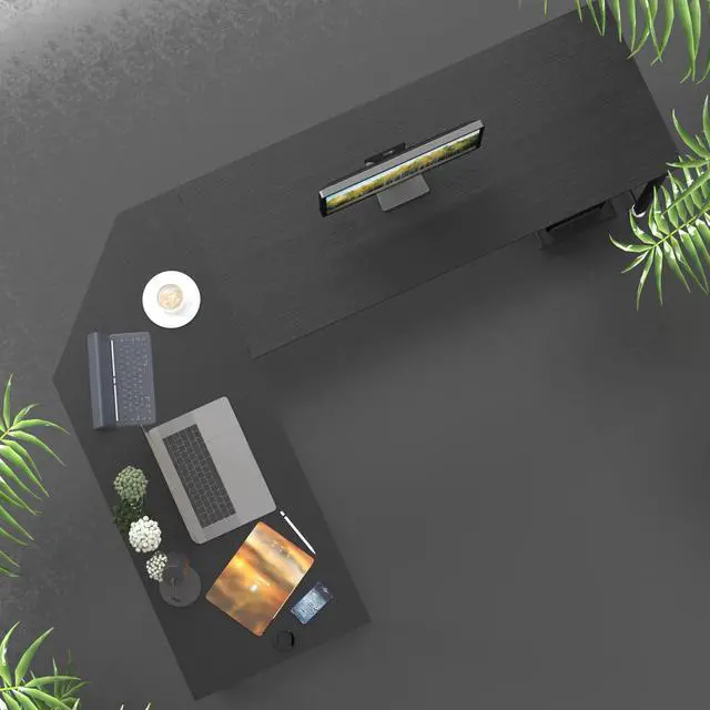 Alt view image 3 of 5 - L Shaped Computer Work Desk Home Office Table Writing Workstation 66 Inch Wood Desks for Home Office